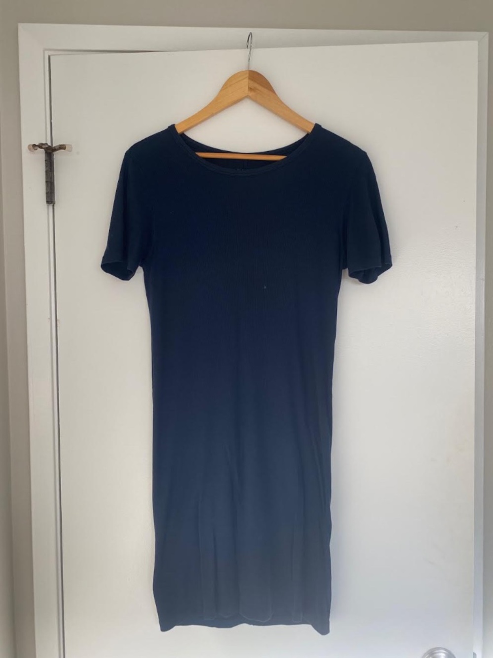 Everlane Pima Micro-Rib Tee Dress - Size M - Navy
